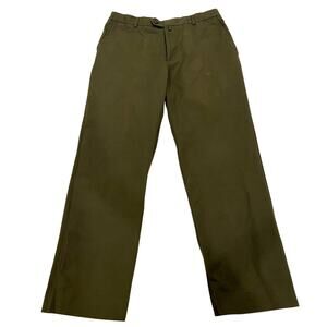 Bobby Jones Linen Blend Pants Size 34 Olive Green Chino Flat Front Trousers